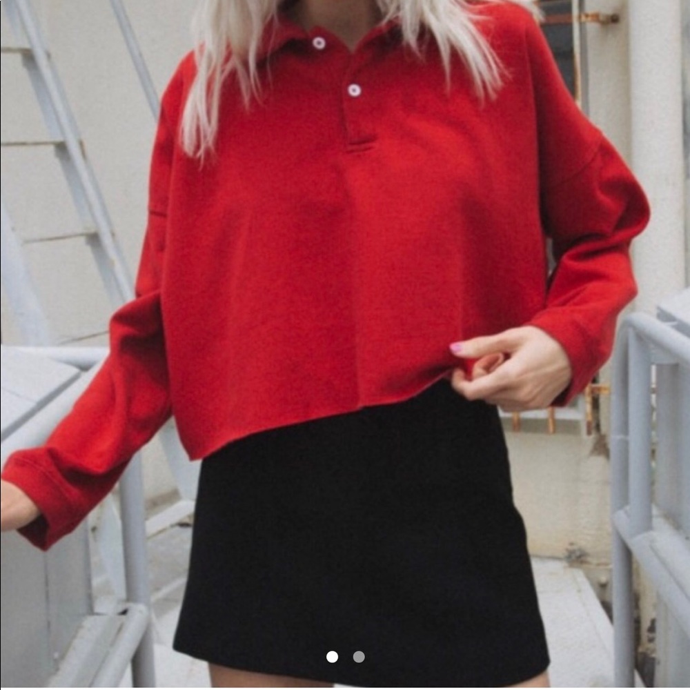 Brandy Melville Red Jonas Cropped Sweatshirt